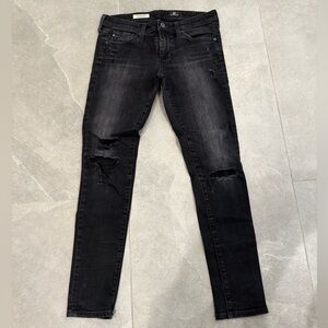 AG The Legging Ankle Super Skinny black ripped Jeans  Ag Adriano Goldshmeid 27